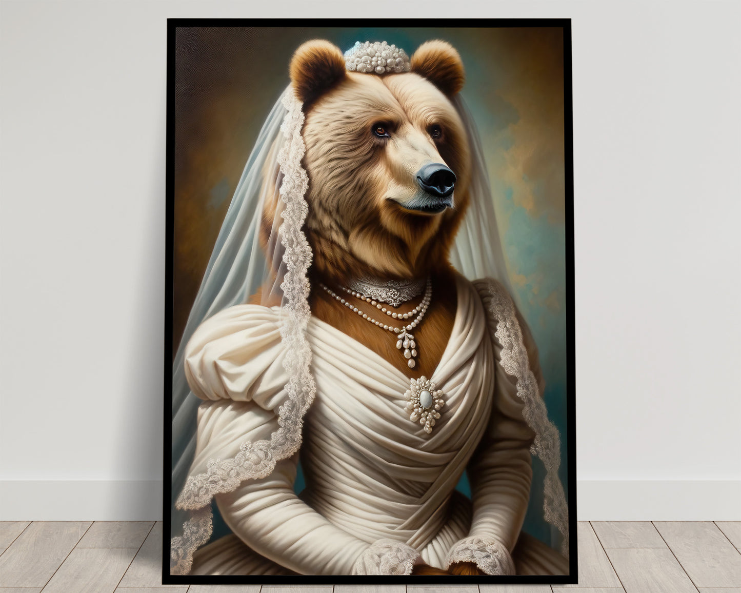 Poster Ourse Mariée - Décoration Murale Animaux Drôle, Affiche Mariage Humoristique, Cadre Original