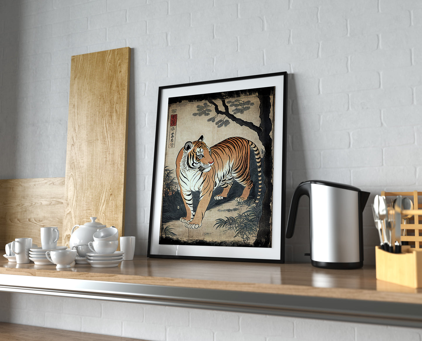 Poster Tigre Japonais, Art Mur Japonais Ukiyo-e, Illustration Tigre, Décoration Murale Japonaise, Affiche Art Tigre