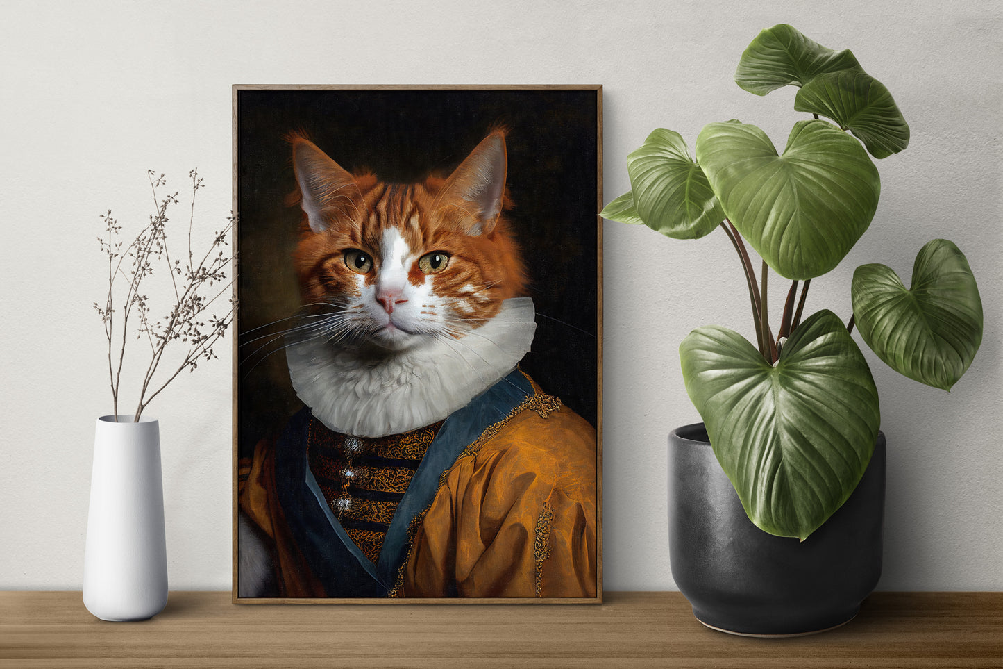 Poster Illustration Chat Baroque - Décoration Murale Animaux - Portrait Noble de Chat