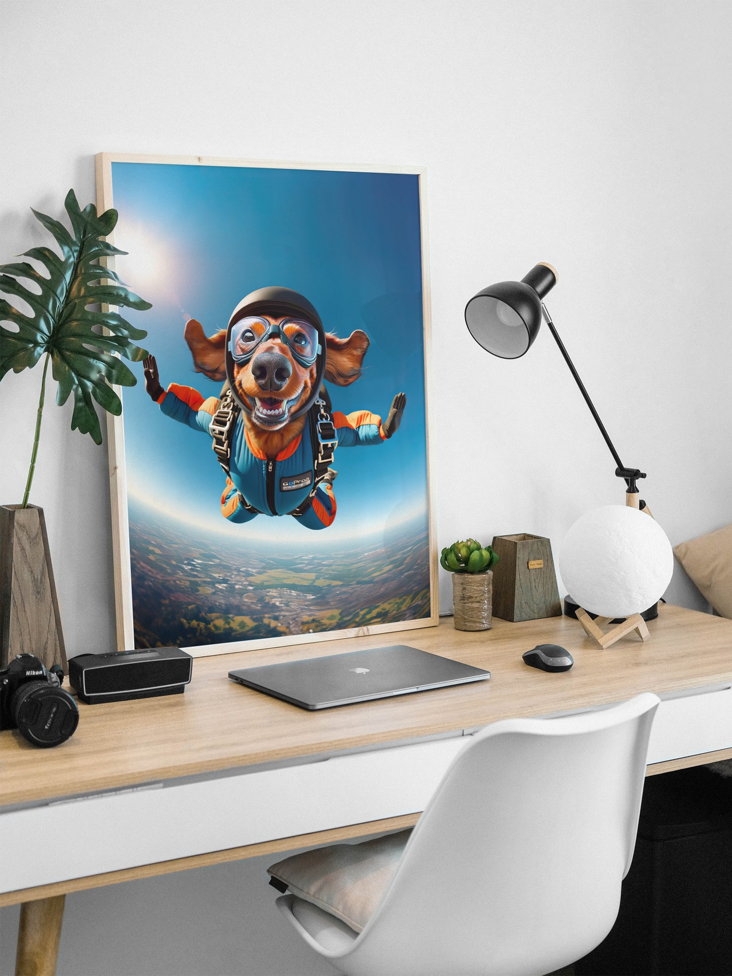Skydiving Dachshund Dog Poster - Epic Wall Art for Animal Lovers - Unique Extreme Sports Decor - Dog Lover Gift