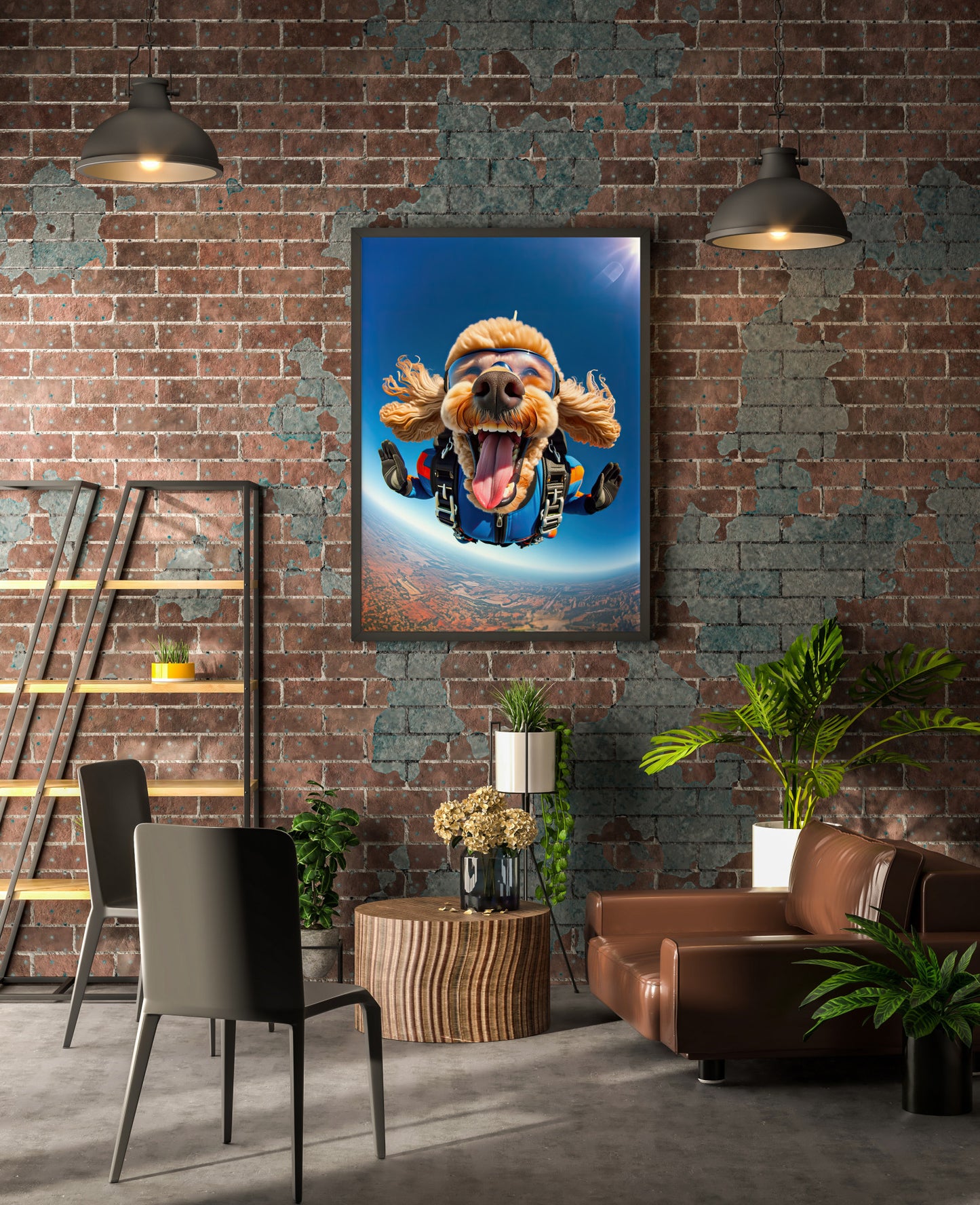 Epic Skydiving Poodle Poster – Unique Animal Wall Art, Extreme Sport Dog Print Decor for Dog Lovers