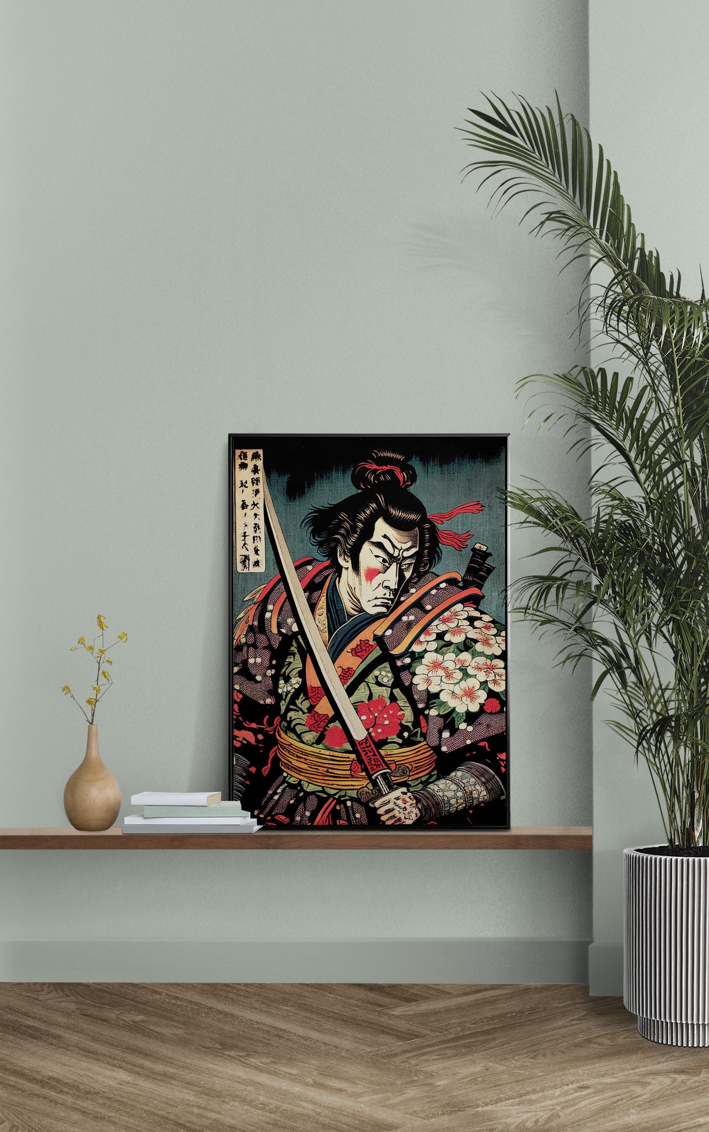 Japanese Samurai Poster - Ukiyo-e Art Style Illustration, Traditional Wall Décor, Frameable Wall Art