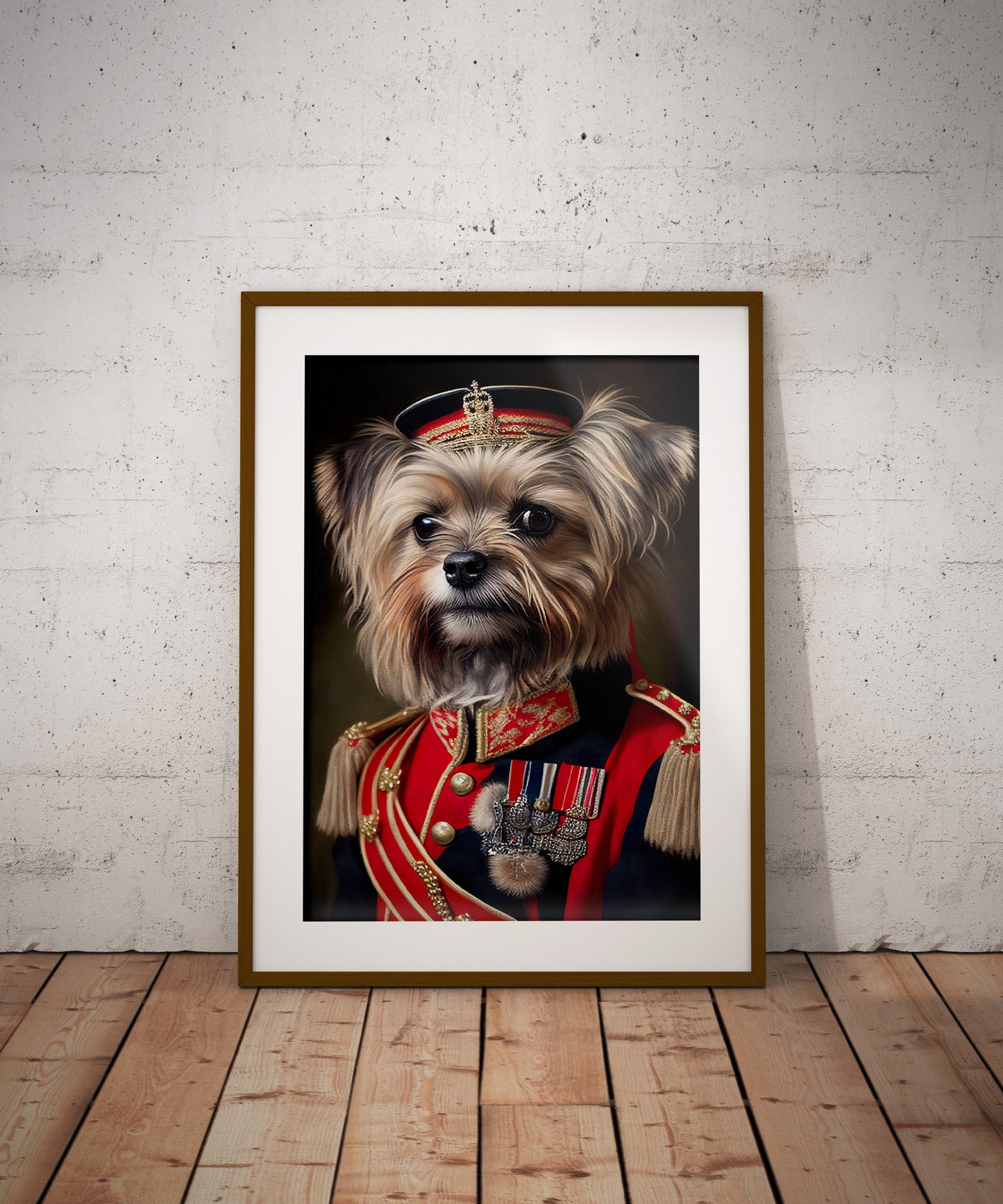 Affiche Murale Yorkshire Uniforme Militaire - Poster Art Mural Animal Déco Chien