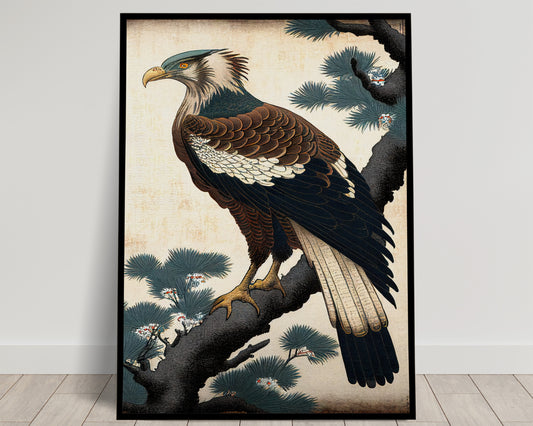 Japanese Art Style Eagle Poster | Ukiyo-e Print Wall Art | Japan-Inspired Wall Decoration