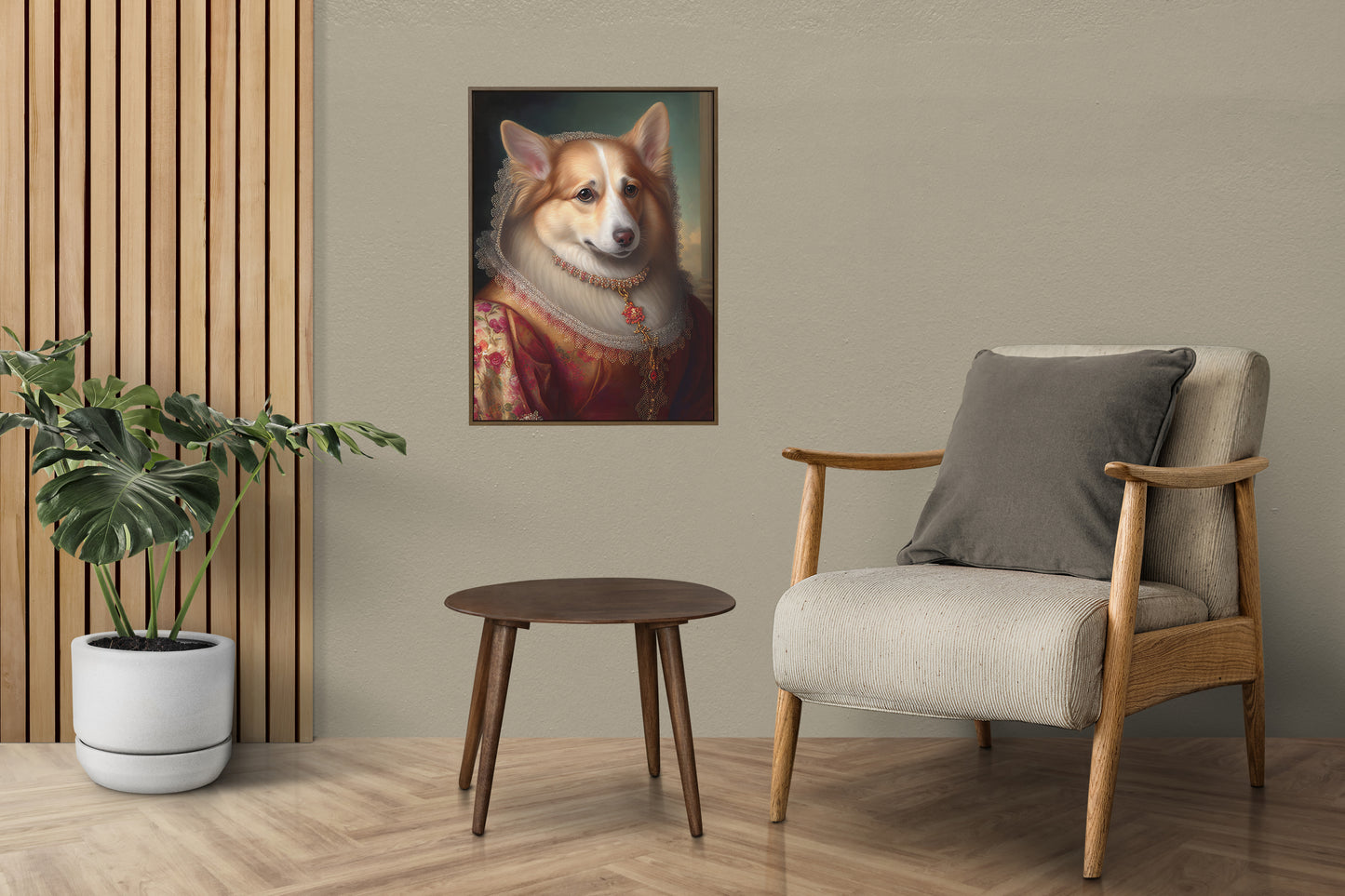 Baroque Style Corgi Portrait Poster - Noble Dog Wall Art, Animal Decoration, Frame-Ready Wall Poster