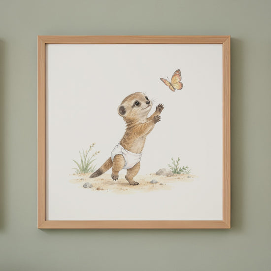 Petite mangouste en couche blanche à la poursuite d’un papillon