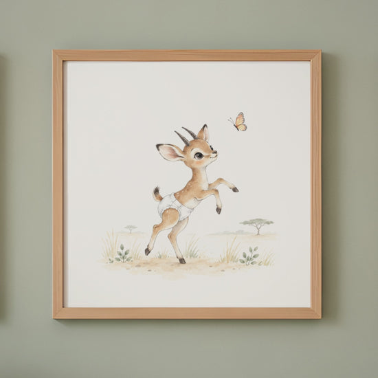 Petite antilope à la poursuite d’un papillon